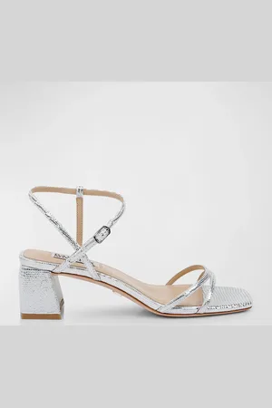 Badgley Mischka Carlota Metallic Embossed Ankle-Strap Sandals