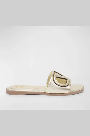 VALENTINO GARAVANI VLogo Metallic Flat Slide Sandals
