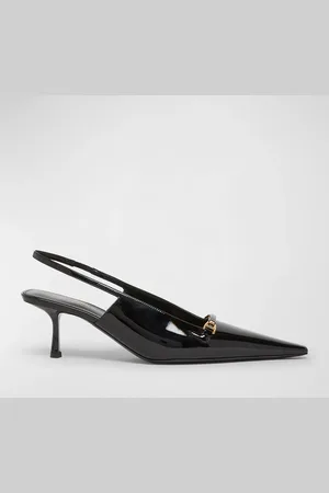 Saint Laurent Hermione Leather Kitten Slingback Pumps