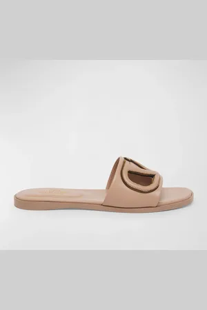 VALENTINO GARAVANI VLogo Leather Cutout Flat Slide Sandals