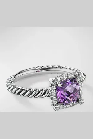 David Yurman 7mm Petite Chatelaine Pave Bezel Ring with Gemstone and Diamonds in Silver