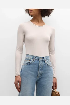 Majestic Soft Touch Flat-Edge Long-Sleeve Crewneck Top