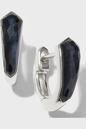 STEPHEN WEBSTER White Gold Sleeper Earrings Set with Falcons Eye Clear Quartz