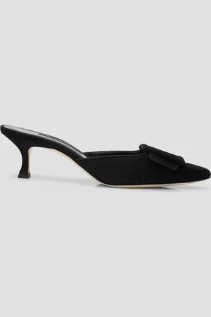 Manolo Blahnik Maysale Suede Buckle Mules
