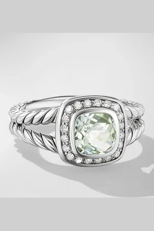 David Yurman Petite Albion Ring with Gemstone and Diamonds in Silver, 7mm