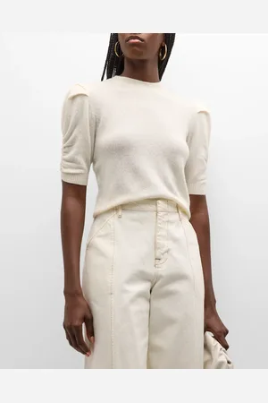 Frame Ruched Cashmere-Wool Sweater