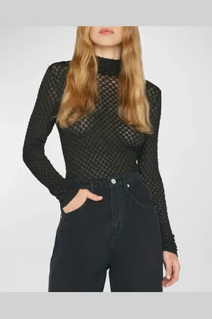 Frame Stretch Mesh Lace Turtleneck