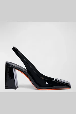 santoni Peaches Patent Buckle Slingback Pumps