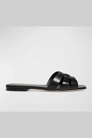 Saint Laurent Woven Leather Sandal Slide