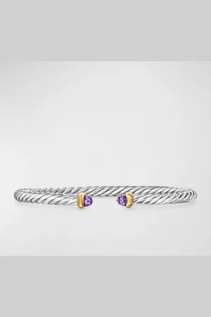 David Yurman Cable Flex Bracelet with Gemstone in Silver and 14K Gold, 4mm