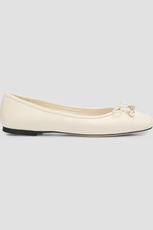 Jimmy Choo Elme Leather Bow Ballerina Flats
