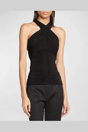 Saint Laurent Draped Crossover Halter Top