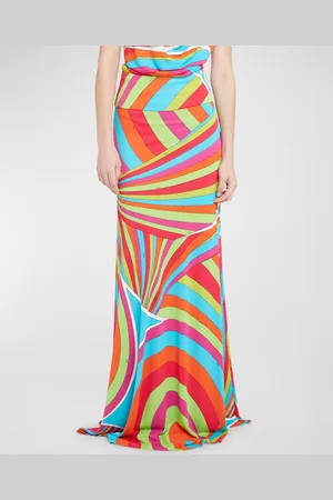 Puccini Abstract-Print Silk Maxi Skirt