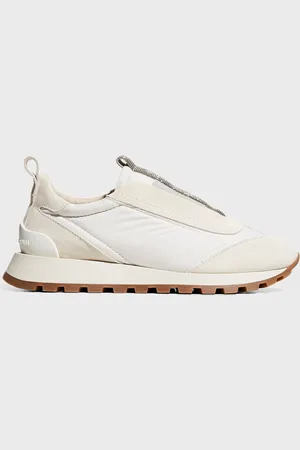 Brunello Cucinelli Mixed Leather Slip-On Runner Sneakers