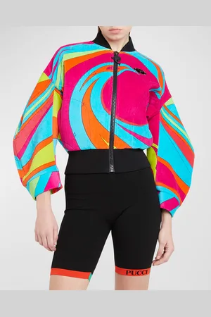 Puccini Swirl-Print Velour Bomber Jacket