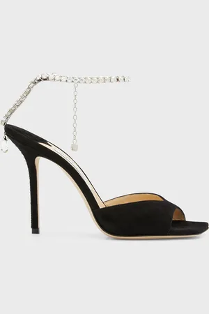 Jimmy Choo Saeda Suede Crystal Ankle-Strap Sandals