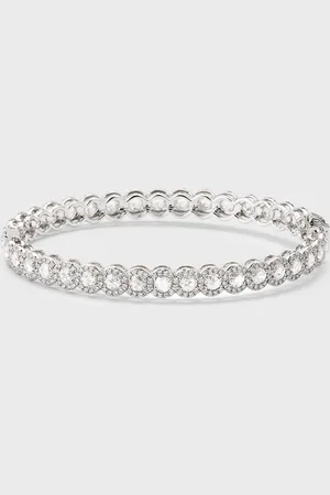 64 Facets Scallop 18K White Gold Scallop Diamond Bangle, 5.75tcw