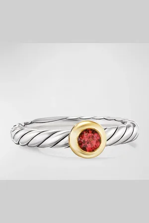 David Yurman Cable Flex Ring with Gemstone in Silver and 14K Gold, 2.8mm