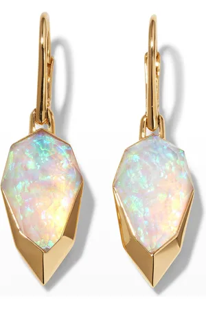 STEPHEN WEBSTER Yellow Gold Diced Pear Earrings with Opalescent Clear Quartz
