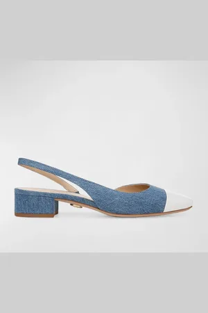 VERONICA BEARD Cecile Denim Leather Slingback Ballerina Pumps