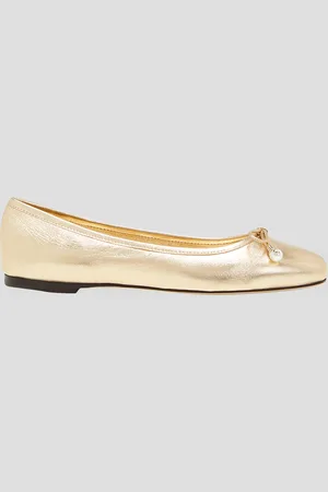 Jimmy Choo Elme Metallic Bow Ballerina Flats