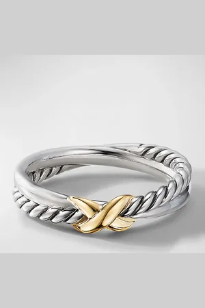 David Yurman Petite X Ring in Silver with 18K , 4mm