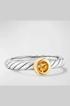 David Yurman Cable Flex Ring with Gemstone in Silver and 14K Gold, 2.8mm