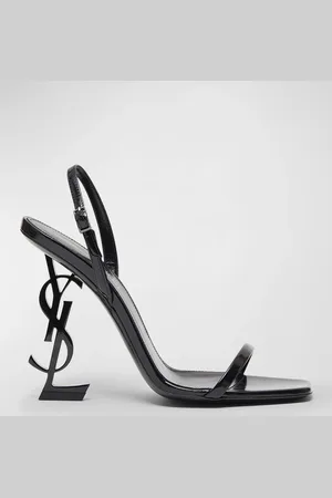 Saint Laurent Opyum YSL Logo-Heel Sandals With Black Hardware