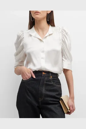 Frame Gillian Silk Ruched Sleeve Top