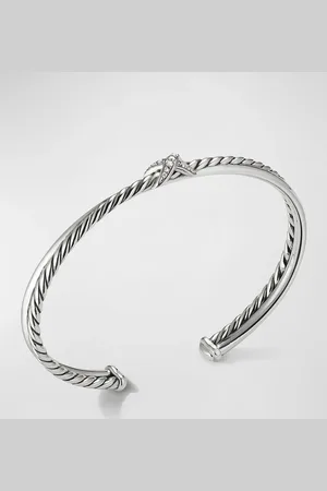 David Yurman Petite X Center Station Bracelet with Pave Diamonds