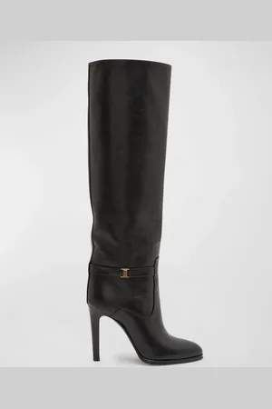 Saint Laurent Diane Leather Buckle Knee Boots
