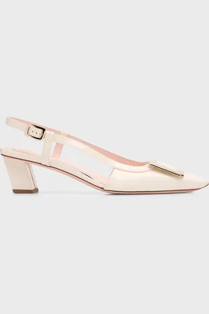 Roger Vivier Belle Vivier Leather Buckle Slingback Pumps