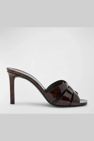 Saint Laurent Tribute Woven Tortoiseshell Slide Sandals