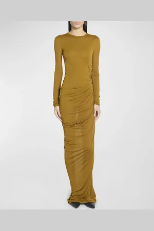Saint Laurent Sheer Ruched Jersey Maxi Dress