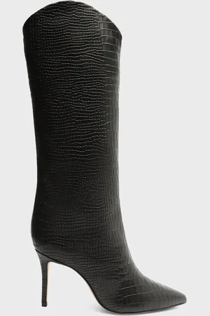 Schutz Maryana Snake-Print Leather Knee Boots