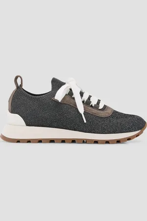 Brunello Cucinelli Monili Shimmer Knit Trainer Sneakers
