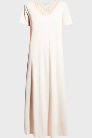 Hanro Moments Short-Sleeve Long Nightgown