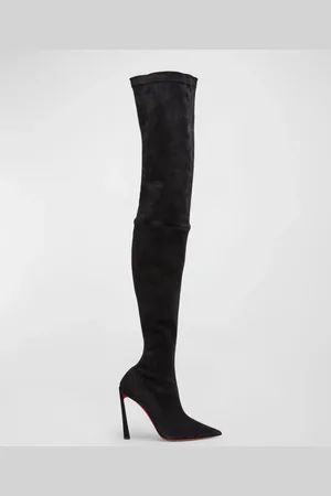Christian Louboutin Condora Botta Alta Red Sole Suede Knee-Length Boots