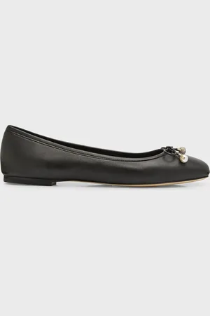Jimmy Choo Elme Leather Bow Ballerina Flats