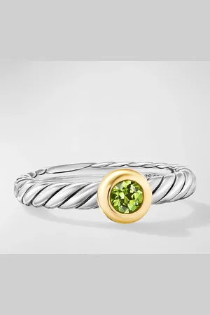 David Yurman Cable Flex Ring with Gemstone in Silver and 14K Gold, 2.8mm