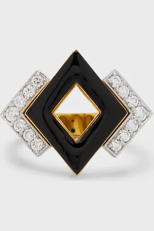 David Webb 18k Gold & Platinum Double Diamond Ring, Size 6.5