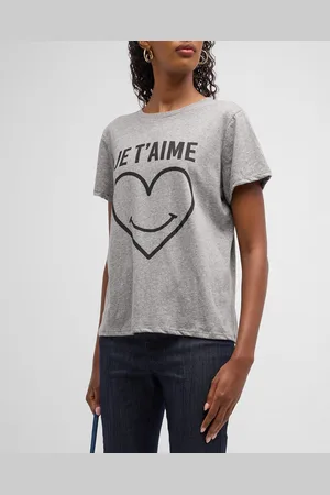 Cinq A Sept Smiling Heart Heathered Graphic T-Shirt