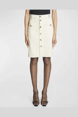 Saint Laurent High-Waist Button-Front Straight Viscose Skirt