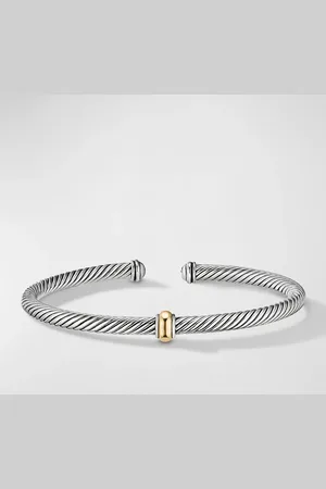 David Yurman Cable Station Bracelet in Silver with 18K , 4mm