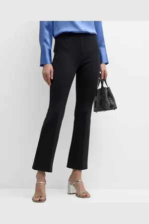BRANDON MAXWELL Cropped Flare Neoprene Trousers with Front Crease