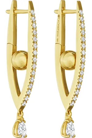 Cadar 18k Gold Small Diamond Marquise Hoop Earrings