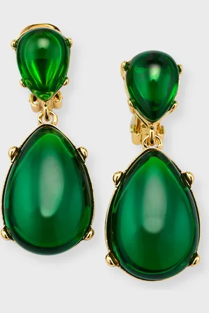 Kenneth Jay Lane Resin Teardrop Cabochon Clip Earrings