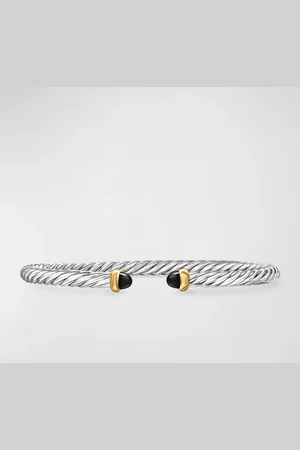 David Yurman Cable Flex Bracelet with Gemstone in Silver and 14K Gold, 4mm