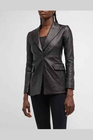 ROSETTA GETTY Leather Single-Breasted Blazer Jacket