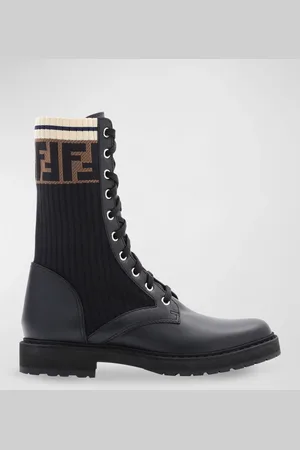 Fendi Leather Combat Boot with FF Cuff